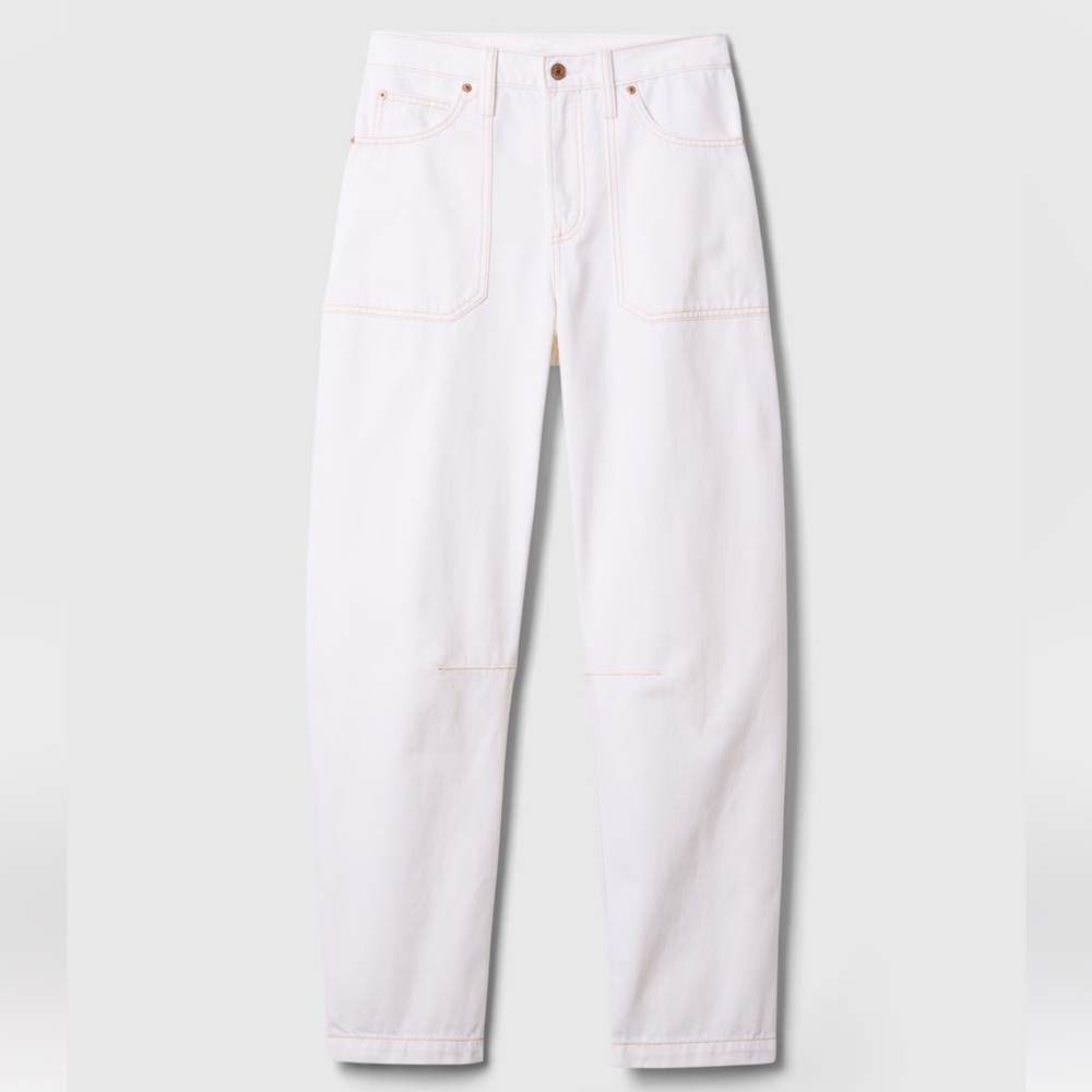 GAP High Rise Barrel Jeans New Off White 26 petite
